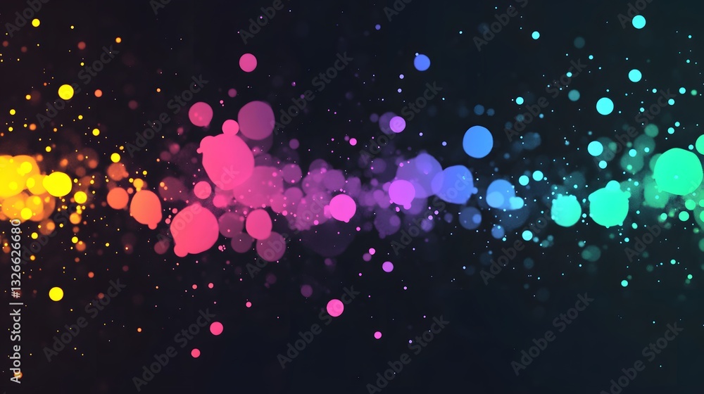 Poster colorful bokeh lights creating festive atmosphere on dark background