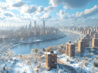 Obraz premium Winter city panorama