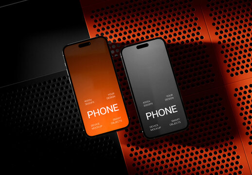 Smartphones On The Grid Mockup