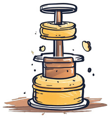 An illustrated depiction of a stacked food item and its process