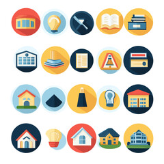 Set of Modern Icons for Business, Technology, and Home Elements.