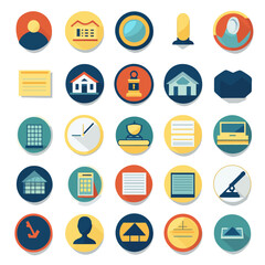 Flat Icon Set: Business, Technology, and Lifestyle Concepts on White