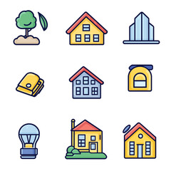 Fototapeta premium Vector Illustrations of Homes, Wallet, Tree, City, Icons and Symbols