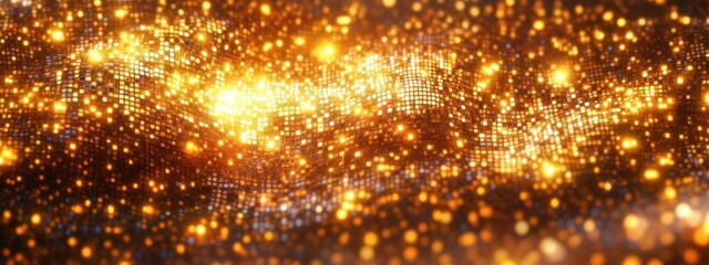 Obraz premium Golden Mosaic Pattern Abstract Art with Square Mirror Texture for Disco Party Background