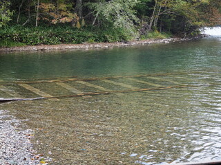 然別湖にある湖底線路