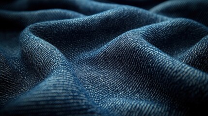 Naklejka premium Close Up View of Blue Denim Fabric with Detailed Texture