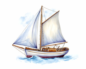 Obraz premium Watercolor illustration of a sailing vessel