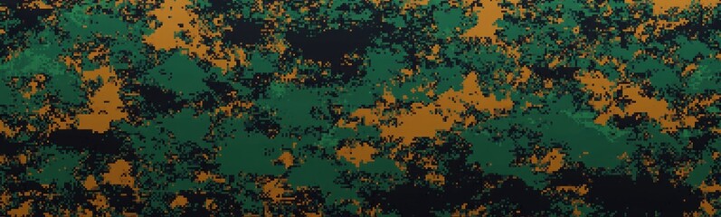 Obraz premium Seamless pixel camouflage pattern military digital design in dark green and brown tones for woodland usage