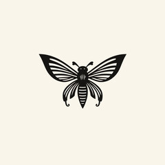 Simple Black and White Butterfly Silhouette with Delicate Wing Detail