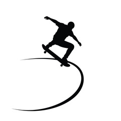 silhouette of a man jumping on a snowboard