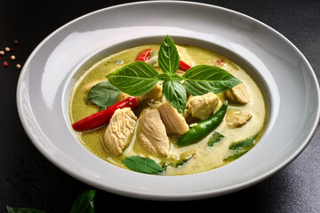 Delicious Thai Green Curry with Chicken and Fresh Basil