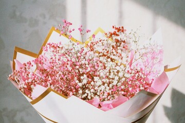 A beautiful bouquet of delicate pink and white flowers