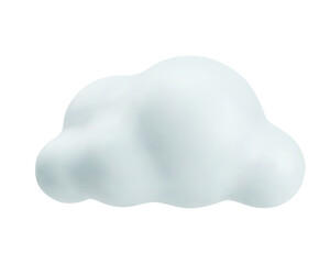 3D white cloud. Realistic cartoon cloud in bubble shape. Fluffy weather icon isolated on white. Cute meteorology vector element