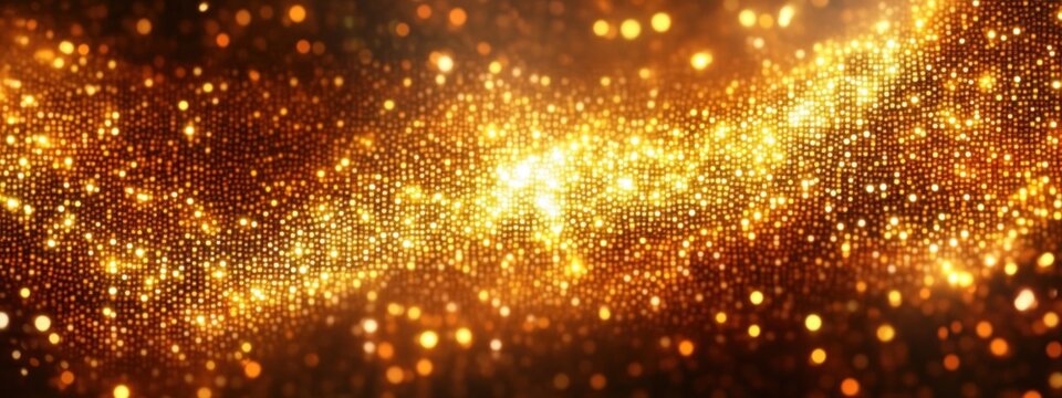 Golden Mosaic Abstract Art with Dynamic Patterns and Light Effects for Party Background and Wallpaper