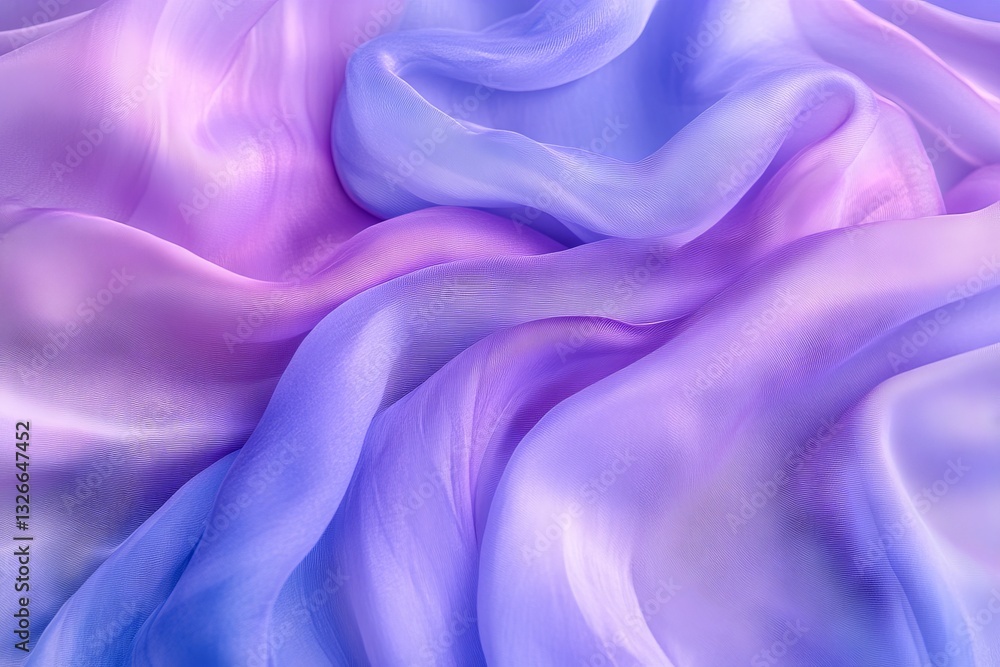 Aufkleber Soft flowing fabric in shades of purple and blue creates a serene and calming visual experience