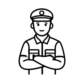 black and white officer with crossed arms clip art preview