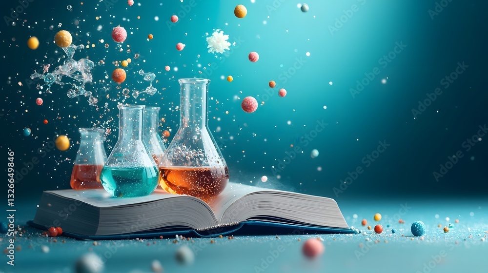Aufkleber captivating image showcasing colorful and dynamic chemical reactions unfolding on the pages of an op