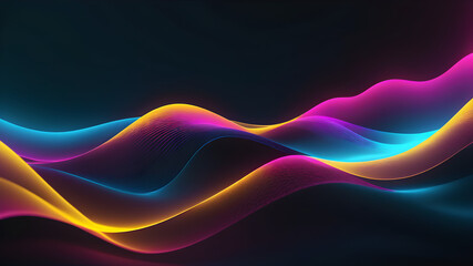 Naklejka premium Futuristic grainy gradient with deep blue, magenta, and shimmering gold highlights. Abstract wavy light streaks against a dark, elegant backdrop