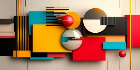 Naklejka premium Colorful Geometric Abstract Design with Shapes and Patterns