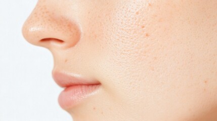 Smooth skin texture and natural beauty showcased in a close-up portrait of a young person