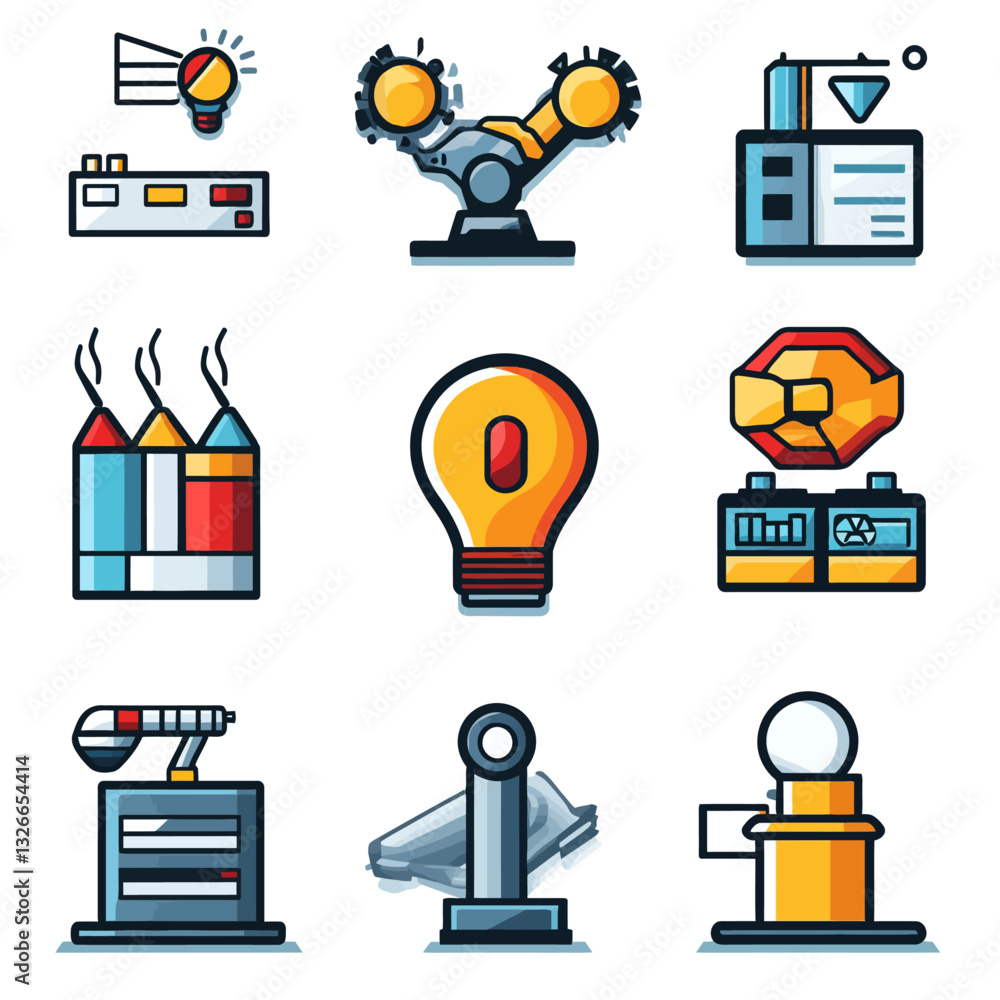 Poster abstract icons of science and technology, creative design elements