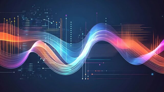 Dynamic Data Stream Visualization with Futuristic Technology Interface Background