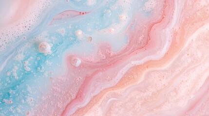Fototapeta premium Beautiful swirling pastel colors with bubbles creating a dreamy texture in soft hues