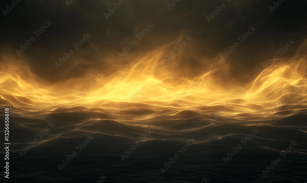 Aufkleber Fiery waves illuminated against a dark sky create a dramatic and intense atmosphere.