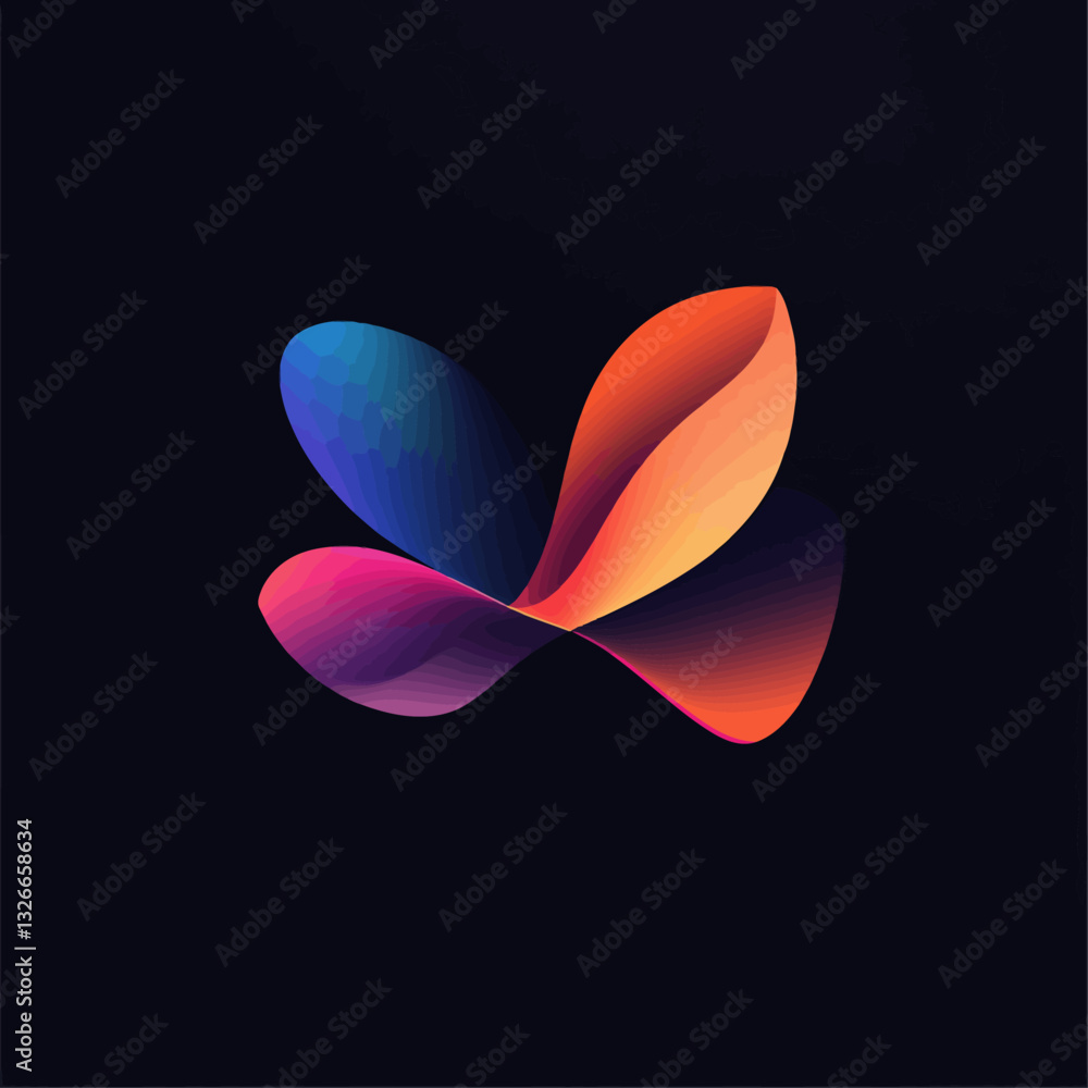 Poster abstract gradient graphic butterfly design on a dark backdrop.