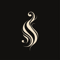 Obraz premium Elegant Swirl Design in Beige and Black, Decorative Flow, Floral Element