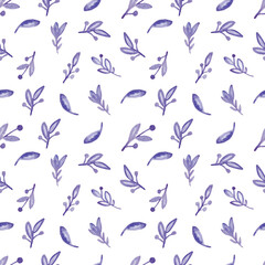 Watercolor seamless pattern with herbs and flowers. Romantic floral background. Fabric design.