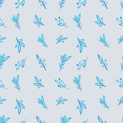 Watercolor seamless pattern with herbs and flowers. Romantic floral background. Fabric design.