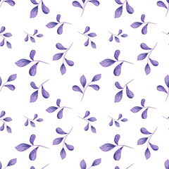 Watercolor seamless pattern with herbs and flowers. Romantic floral background. Fabric design.