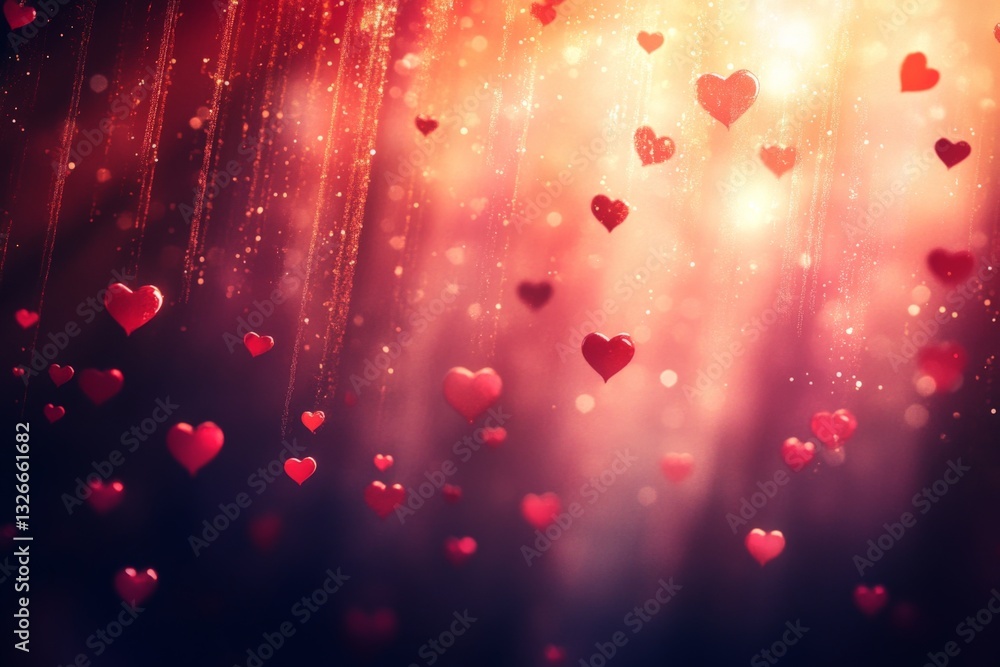Aufkleber dazzling display of floating hearts on a vibrant background during a festive evening celebration