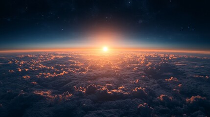 Sunrise illuminates the clouds over Earth as a satellite captures real-time telemetry and geospatial data. This is part of ongoing surveillance and analysis efforts.