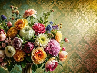 Fototapeta premium Elegant floral wallpaper: a beautiful, high-resolution print with a luxury bloom texture and decorative pattern.