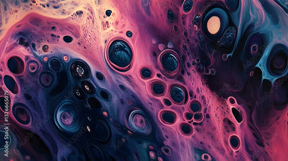 Poster colorful abstract painting forming swirling and intertwined patterns