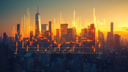 Fototapeta premium Vibrant City Skyline at Dusk