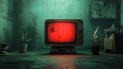 Vintage Old-Fashioned TV with a Dull Aesthetic