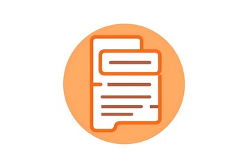 Simple line icon of a receipt, minimalistic and elegant in bright orange.