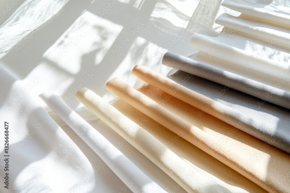 Poster elegant dinner napkin collection displayed on soft fabric background styled photography soft diffuse