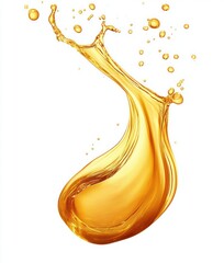 Golden Liquid Splash Dripping on Minimalistic White Background