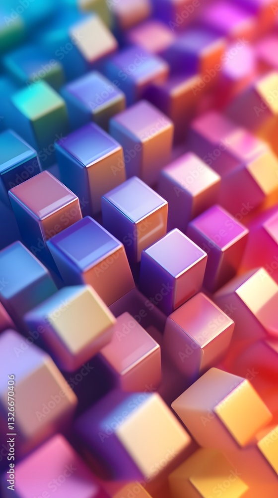 Poster Colorful cubes forming an abstract pattern: a 3d render