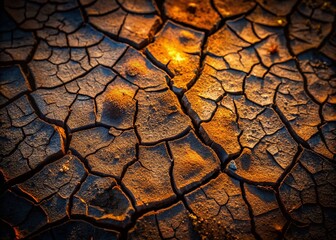 Dark Cracked Texture: Rugged Stone Surface Closeup Long Exposure Photography