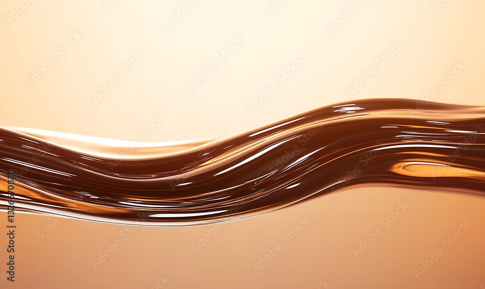 Poster flowing liquid with warm tones, creating smooth, wavy patterns.