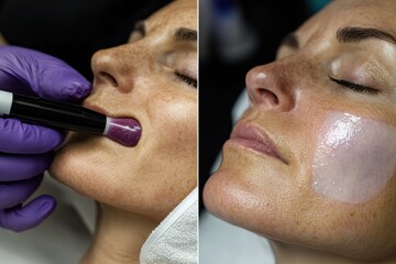PRP facial treatment focusing on skin hydration and wrinkle reduction showing before-and-after transformation.