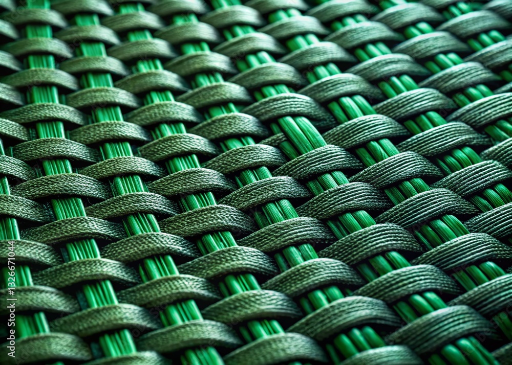 Poster dark green wicker textile background - close-up texture image