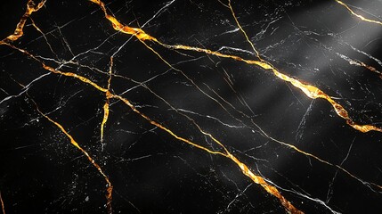 Black Marble Surface with Golden Veins