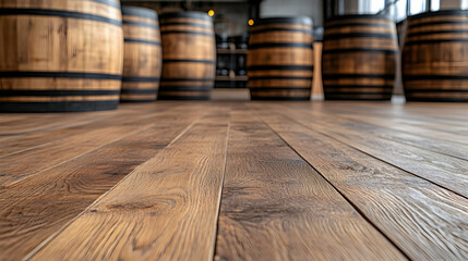 Wooden barrels and floor