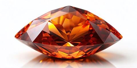Dark Orange Gemstone on White Background - Night Photography Stock Photo